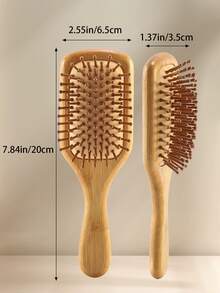 Brosse de massage en bambou, large planche de brosse en bois, peigne en bois massif, convient pour le coiffage des cheveux lisses et bouclés, anti-statique, accessoires pour cheveux - Camel - Voir 13