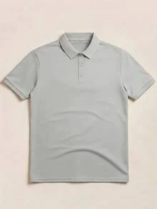 Men's Golf Polo Shirt, Fashion Business Casual Printed Short Sleeve Polo With Button Design Summer - Grey - View 6