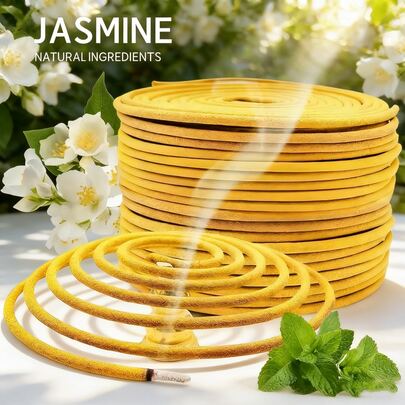 18/48 szt. spiral zapachowych o zapachu jaśminu – zapach jaśminu, odpowiedni na zewnątrz, do domu, na jogę, przy basenie, na patio, na werandę, taras, do wystroju domu, na kemping i na piesze wycieczki, długotrwały aromat