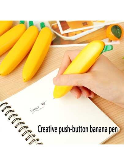 1pc Creative Stationery Banana Shaped Ballpoint Pen, Student Prize Fruit Banana Pen, Learning Stress Relief Pen