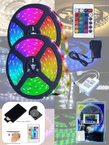 Tira Led Neon Flexible Rgb 5 Metros Manguera Luz,Tira Luz Led Colores De 5m Rgb Con Control 24 Botones,Tira Luz Led 5050 Rgb Con Control Y Fuente Rgb, Tira Led 5 metros - Tipo de Enchufe A USA (110-127V) - Ver 3