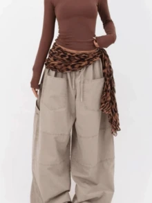 Leopard Print Waist Belt, Jazz Dance Hip Scarf, Versatile Vintage Accessory For Dancing - Multicolor - View 1