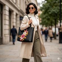 Women's Casual Tote Bag For Everyday Use, Work, College - 黑色 - 查看 3