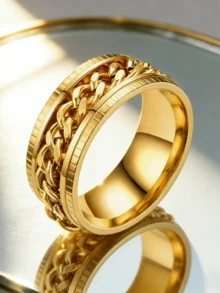 8mm Stainless Steel Rotatable Fidget Ring, Unisex Anxiety Relief Spinner Ring, Jewelry Wholesale - Rotating Ring - View 13