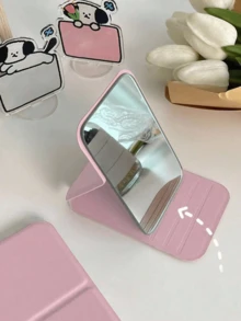 1 chiếc gương trang điểm gấp gọn cầm tay, làm bằng da polyurethane, thích hợp làm quà tặng, vật dụng du lịch, mỹ phẩm, dễ cất giữ, quà sinh nhật/tốt nghiệp, trang trí nhà cửa, đồ dùng học tập, gương, vật dụng cần thiết khi đi du lịch, gương nhỏ, vật dụng thiết yếu trong túi trang điểm, gương nhỏ gọn, gương trang điểm (Màu hồng) - Nhiều màu - Xem 2