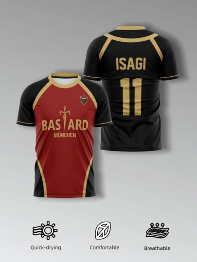 KOVSEE Blue Lock Anime "Bastard Munchen" Football Jersey, Unisex Anime Football Shirt, ISAGI 11 Cosplay T-Shirt, Anime Gift (Suitable For Both Men And Women) Summer