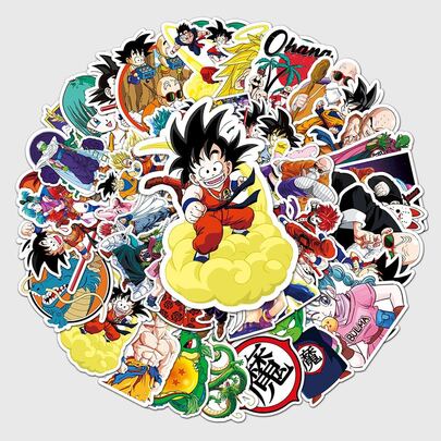 Panini Dragon Ball Theme Waterproof Stickers, Anime Character Stickers Suitable For Water Bottles, Laptops, Skateboards, Luggage, Phone Cases, DIY Decoration And Party Favors