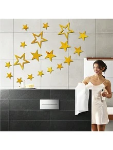 19片装3D亚克力镜面星空天花板贴纸 - 自粘墙贴，适用于卧室、客厅和电视背景墙，贴纸，墙贴，乙烯基贴纸，家居装饰，春季装饰，焕新家居，Rama Decor贴纸，镜面墙，房间装饰，墙镜，浴室装饰，客厅装饰 - 19個星星 - 查看 11