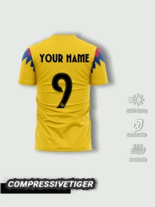 Áo đấu sân nhà màu vàng tùy chỉnh của đội tuyển Mỹ tại World Cup 2026 - Tên và số cá nhân hóa, áo bóng đá, thiết kế màu vàng cổ điển, thoáng khí và thoải mái, phù hợp cho cả nam và nữ, có thể mặc khi thi đấu bóng đá, bóng rổ, bóng chuyền, tập luyện và mặc hàng ngày. - Màu vàng - Xem 2
