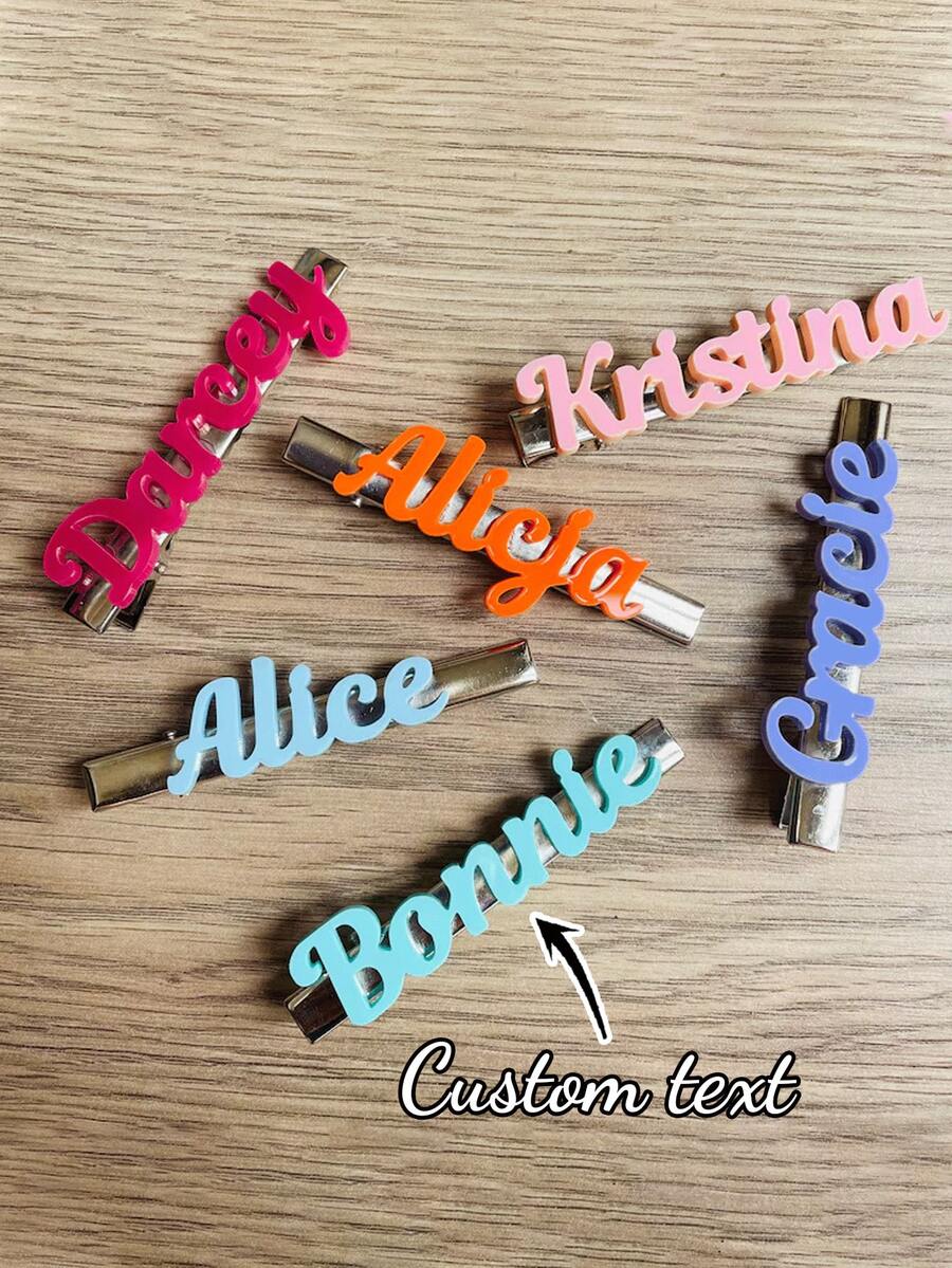 Personalized Name Hair Clip, Multiple Color Options, Macaron Style, Minimalist Design, Versatile Accessory For Girls, Perfect Gift For Holidays/Birthdays, Exclusive Gift For Special Ones - Section 8 - View 1