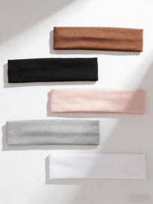 6pcs Solid Color Elastic Headbands, Suitable For Sports And Casual Use Summer Hair Accessories Beach Claw Clips Vacay Hair Clips - Multicolor - View 3