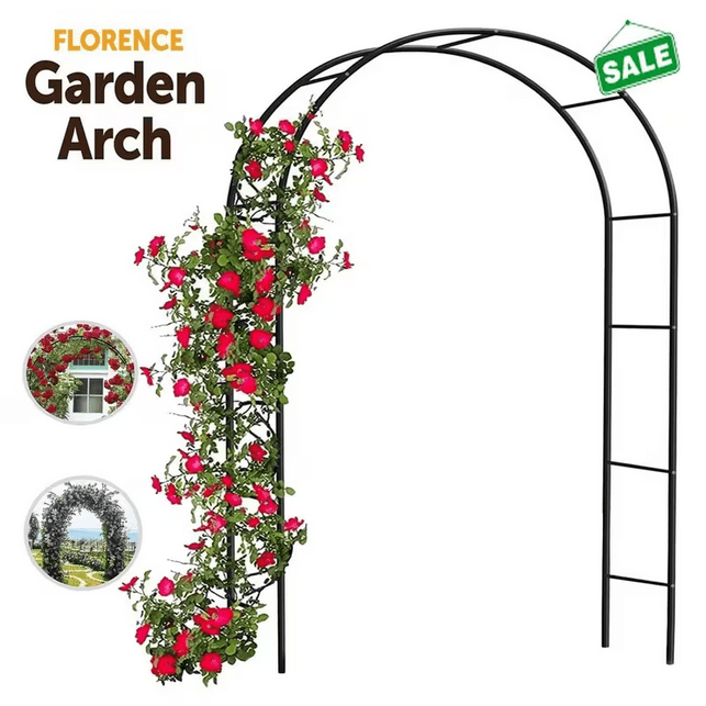 2.4m Garden Arch Outdoor Heavy Duty Metal Rose Archway Garden Decoration