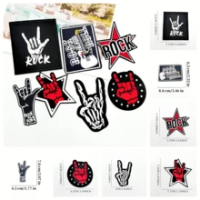 7 pezzi Toppe ricamate stile rock and roll, applicazioni per abbigliamento, giacche, cappelli, zaini, jeans - termoadesive/cucibili - A - Visualizzare 2
