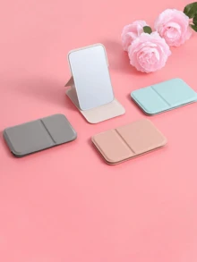 1 chiếc gương trang điểm gấp gọn cầm tay, làm bằng da polyurethane, thích hợp làm quà tặng, vật dụng du lịch, mỹ phẩm, dễ cất giữ, quà sinh nhật/tốt nghiệp, trang trí nhà cửa, đồ dùng học tập, gương, vật dụng cần thiết khi đi du lịch, gương nhỏ, vật dụng thiết yếu trong túi trang điểm, gương nhỏ gọn, gương trang điểm (Màu hồng) - Nhiều màu - Xem 8