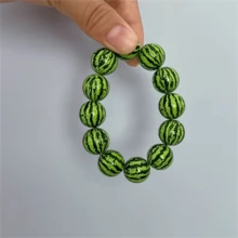24/48颗迷你绿色亚克力印花西瓜珠，夏季主题仿真水果圆珠，适合制作耳环、项链等 - 綠色 - 查看 3