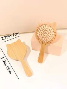 Brosse de massage en bambou, large planche de brosse en bois, peigne en bois massif, convient pour le coiffage des cheveux lisses et bouclés, anti-statique, accessoires pour cheveux - Camel - Voir 11