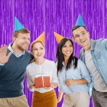 3条/套 100*200厘米金色流苏丝带，派对装饰，闪亮金属质感设计，适用于摄影棚道具、生日派对、新娘送礼会、婚礼、任何节日装饰、圣诞节、背景幕布、派对装饰、活动造型、拍照道具、装饰丝带、耐用流苏、轻质面料、活动装饰、背景幕布、新娘送礼会、母亲节、毕业典礼背景幕布。 - 紫色 - 查看 3