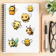 50 Pieces Of Cute Bee Sticker - Waterproof Vinyl, Suitable For Laptops, Water Bottles, Notebooks, Suitcases, Etc. - Cartoon Fun DIY Scrapbook Gift Stickers Scrapbook Supplies Stationery Funny Stickers Kindle - A - View 5