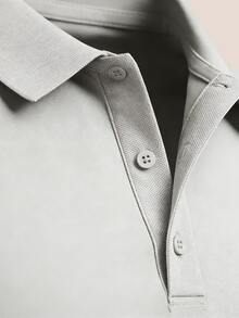 Men's Golf Polo Shirt, Fashion Business Casual Printed Short Sleeve Polo With Button Design Summer - Grey - View 5