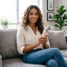 便携式手持按摩器 - 全身按摩，适用于颈部、背部、肩部、腰部、腿部和足部 - 男女通用按摩工具，5 档可调节设置，是送给家人、父母和朋友的理想节日礼物，电池容量 1200mAh - 彩色 - 查看 3