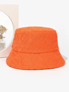 1pc Men's New Textured Striped Jacquard Solid Color Casual Versatile Bucket Hat, Suitable For Outdoor Sun Protection And Daily Wear,Summer,Beach,Holiday,Festival,Travel - Orange Four-leaf Clover - View 17
