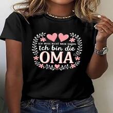 Camiseta de mujer con eslogan "Ich Bin Die Oma" Abuela - Divertida y empoderante camiseta de manga corta con cuello redondo y frase, ropa casual de primavera verano para el orgullo de la abuela, ropa con mensajes - Multicolor - Ver 1