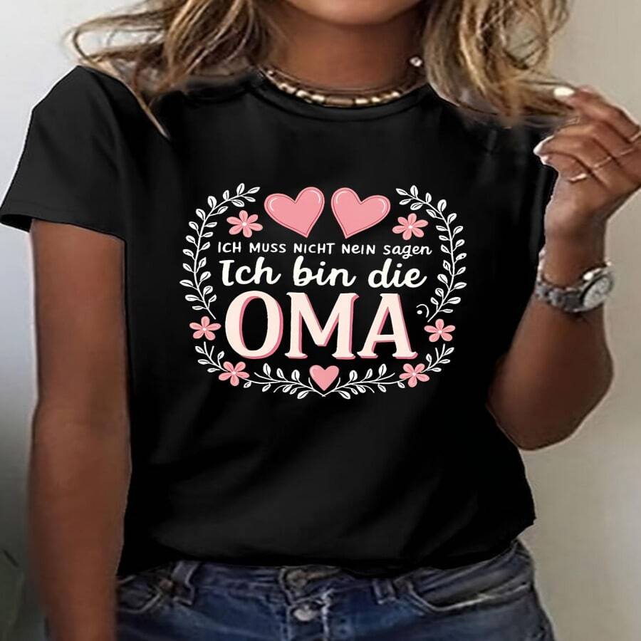 Camiseta de mujer con eslogan "Ich Bin Die Oma" Abuela - Divertida y empoderante camiseta de manga corta con cuello redondo y frase, ropa casual de primavera verano para el orgullo de la abuela, ropa con mensajes - Multicolor - Ver 1