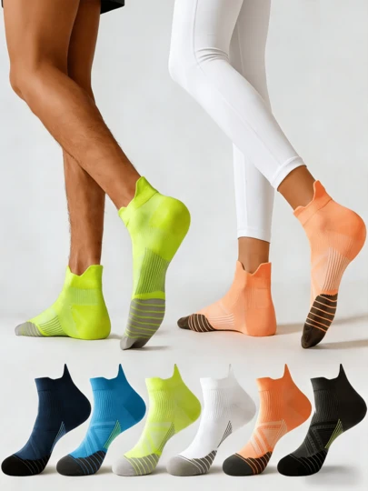 3/4 PAIRS Unisex Athletic Ankle Compression Running Socks, Travel Walking Socks, Light Weight Quick-Dry Thin Breathable Low Cut Sports Socks, Ideal For Marathon, Gym, Fitness, Outdoor Hiking, Daily Workout And Casual Wear, Suitable For Spring And Summer.