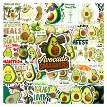52pcs Stickers Featuring Cartoon Avocados - Waterproof Vinyl, Suitable For Laptops, Water Bottles, Notebooks, Suitcases, Etc. - Cute Cartoon DIY Scrapbook Gift Scrapbook Supplies Stationery Funny Stickers Kindle - A - View 10
