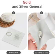 3/24/50片装银灰色珠宝清洁/抛光布，独立包装，抗氧化抛光湿巾（搭配珠宝清洁液效果更佳），适用于戒指、项链、手镯、银器、串珠饰品、珠宝保养，无磨损面料，高品质超细纤维 - 銀色 - 查看 3