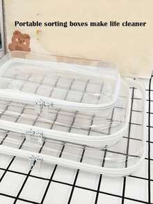 1pc Clear Hard Case Zipper Pouch, Clear Zipper Storage Bags Hard Shell, Waterproof Zippered Hard Pouch Organizer Box, Small Plastic Storage Containers Clear Stackable Drawers Storage Case, PET Travel Storage Bag, Toiletries Cosmetics Divided Zipper Storage Bag Clothes Shoes,Jewelry Storage Box, Multi-Functional Portable Storage Box - Multicolor - View 5