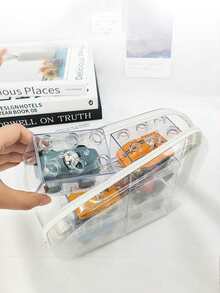 1pc Clear Hard Case Zipper Pouch, Clear Zipper Storage Bags Hard Shell, Waterproof Zippered Hard Pouch Organizer Box, Small Plastic Storage Containers Clear Stackable Drawers Storage Case, PET Travel Storage Bag, Toiletries Cosmetics Divided Zipper Storage Bag Clothes Shoes,Jewelry Storage Box, Multi-Functional Portable Storage Box - Multicolor - View 7