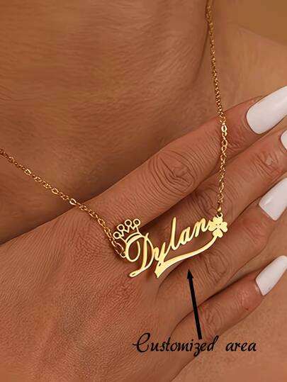 This Stainless Steel Pendant Necklace Features A Custom Four-Leaf Clover Crown Design, Making It A Perfect Choice For Everyday Wear, Holiday Gifts, Valentine's Day, And Mother's Day.