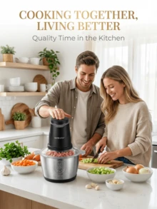 SOKANY 2升容量电动绞肉机，可沥干馅料并切碎蔬菜，双层四刀片设计 - 美規A型插(110-127V) - 查看 3