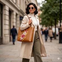 Women's Casual Tote Bag For Everyday Use, Work, College - 鏽棕色 - 查看 3