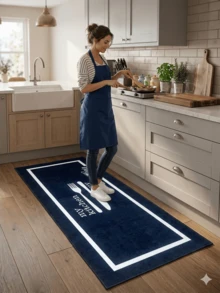厨房地毯 – 可水洗防滑厨房地毯 – 尺寸：80x120、80x150、80x200、80x300、100x160、100x200、100x300、120x180、140x190、160x230 厘米 – 柔软耐用 – 土耳其制造 - 黑色 - 查看 2
