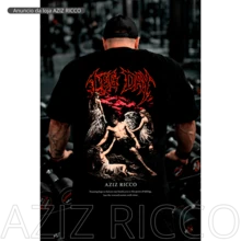 Oversized Gym T-Shirt, Fallen Angel Leg Day, 100% Premium Cotton - Black - View 4