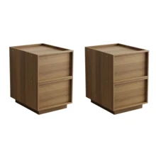 Modern Oak Bedside Table In Medieval Style, 38 X 48 X 50 Cm, Ideal For The Bedroom, With Handleless Drawers, 2 Pieces. - Oak Color - View 12