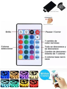 Tira Led Neon Flexible Rgb 5 Metros Manguera Luz,Tira Luz Led Colores De 5m Rgb Con Control 24 Botones,Tira Luz Led 5050 Rgb Con Control Y Fuente Rgb, Tira Led 5 metros - Tipo de Enchufe A USA (110-127V) - Ver 5