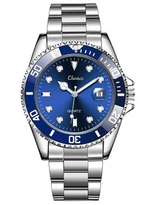 1 件绿水鬼设计男士石英腕表，时尚钢带 - 銀色 - 查看 4