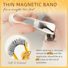 1 Set Magnetic False Eyelashes With Applicator Tool, Natural Look Reusable Magnetic Lashes, Lightweight & Natural Makeup Style - Black - View 11