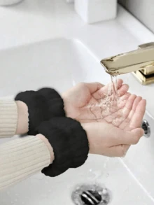 三件套海绵头带/腕带，瑜伽配件，跑步，护肤，吸湿排汗，发带，面膜，运动清洁，中性色，健身美容配件，健身房，自我护理，沐浴配件，发饰，运动器材 - 黑色 - 查看 5