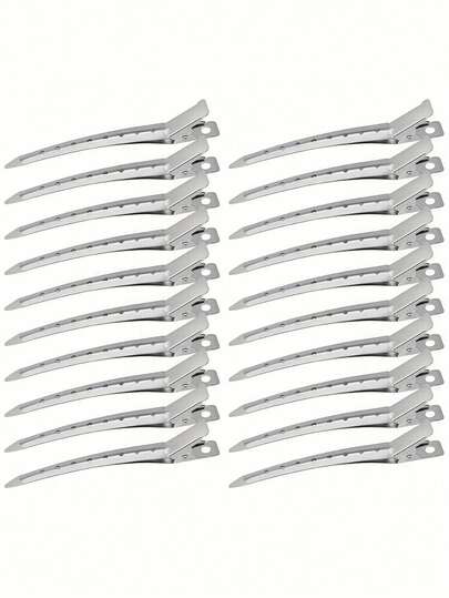 Silver Metal Crocodile Clip Hair Clamps, Salon Alligator Hair Clips, Suitable For Long Thick Curly Hair, Hair Roll Clips, Women's Styling Tools, Back To School Travel