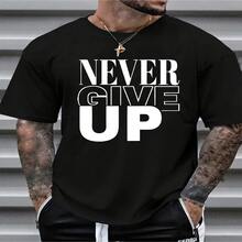 1pc Camiseta Motivacional "NUNCA TE RINDAS" para Hombre - 100% confortável180gsm Corte Regular Manga Corta y Cuello Redondo Casual para Gimnasio, Exterior & Uso Diario - Idea de Regalo para San Valentín y Año Nuevo, Camiseta Estilosa, Prenda con Letras Atrevidas, Cómoda - Multicolor - Ver 1