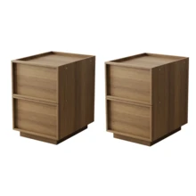 Modern Oak Bedside Table In Medieval Style, 38 X 48 X 50 Cm, Ideal For The Bedroom, With Handleless Drawers, 2 Pieces. - Oak Color - View 8
