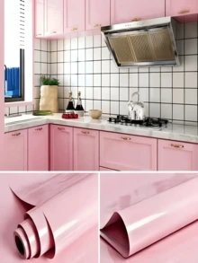 1 Cuộn Giấy Dán Tường Tự Dính Màu Hồng Sáng - Giấy Dán Vinyl Bóng Chống Thấm Nước, Thích Hợp Cho Mặt Bàn, Tủ và Đồ Nội Thất. Vật Liệu Trang Trí Tường Có Thể Tháo Gỡ, Thích Hợp Cho Nhà Bếp - Bột ngọc trai - Xem 4