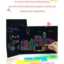 1 Set Of 30 Sheets Of 32K Creative Scratch Paper, Professional Scratch Bamboo Pen Set, Scratch Template Set, DIY Graffiti Scratch Paper - Create Your Own Patterns, An Ideal Small Gift, Inspiring Creativity And Imagination - Multicolor - View 7