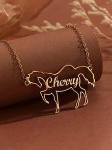 Dây chuyền hình ngựa khắc tên theo yêu cầu, dây chuyền tưởng niệm động vật, phụ kiện dễ thương đa năng đeo hàng ngày, quà tặng chủ đề cưỡi ngựa, dành riêng cho người yêu ngựa (Chỉ chấp nhận văn bản khắc bằng tiếng Anh) - Nhiều màu 6 - Xem 4