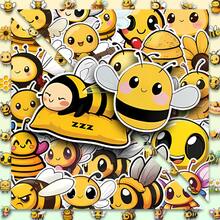 50 Pieces Of Cute Bee Sticker - Waterproof Vinyl, Suitable For Laptops, Water Bottles, Notebooks, Suitcases, Etc. - Cartoon Fun DIY Scrapbook Gift Stickers Scrapbook Supplies Stationery Funny Stickers Kindle - A - View 13