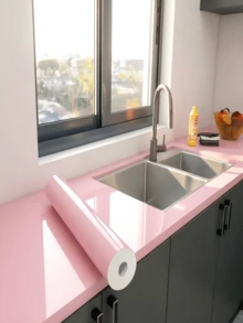 1 Cuộn Giấy Dán Tường Tự Dính Màu Hồng Sáng - Giấy Dán Vinyl Bóng Chống Thấm Nước, Thích Hợp Cho Mặt Bàn, Tủ và Đồ Nội Thất. Vật Liệu Trang Trí Tường Có Thể Tháo Gỡ, Thích Hợp Cho Nhà Bếp - Bột ngọc trai - Xem 3